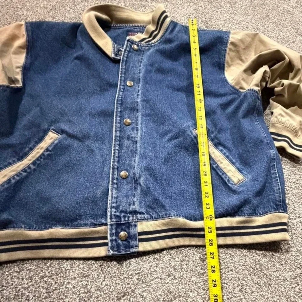 Vintage‎ HB Sport Harbor Bay Denim Varsity Jacket Mens 2X Big Oversized 90s